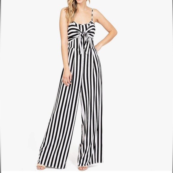 A. Calin Flying Tomato Striped Sleeveless Open Back Wide Leg Boho Jumpsuit L - Picture 1 of 12